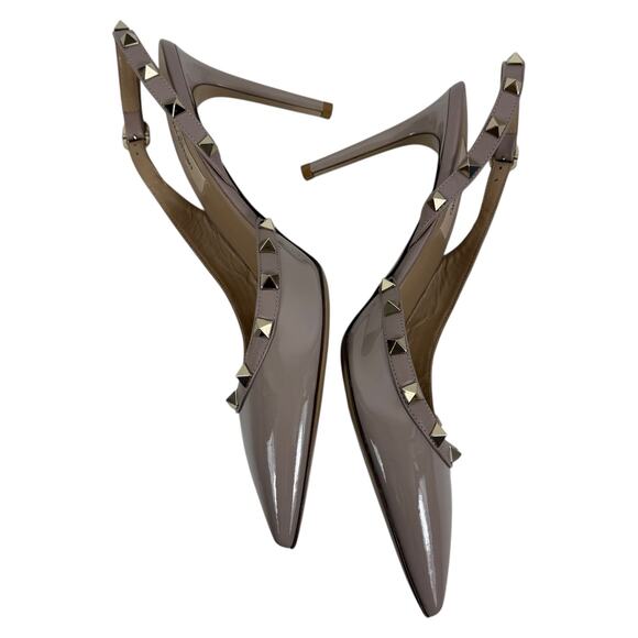 Valentino Garavani Rockstud 100 Patent Leather Slingback Pump Pink Size 40 - Picture 8 of 13